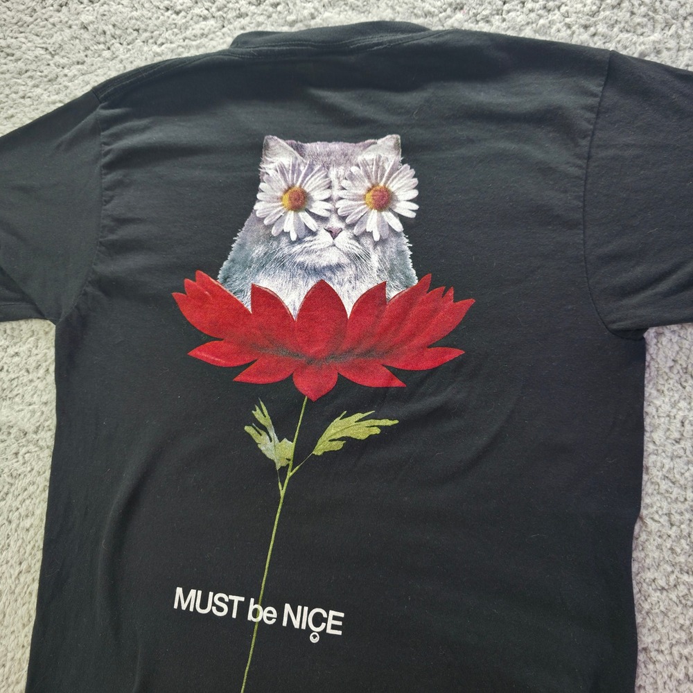 Ripndip Must Be Nice Cat Daisy Flower Black Graphic T-Shirt Small